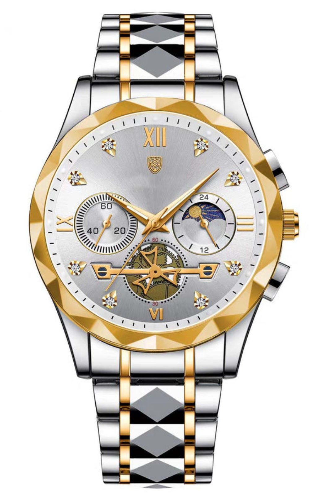 Luxury Diamond-Cut Chronograph Watch