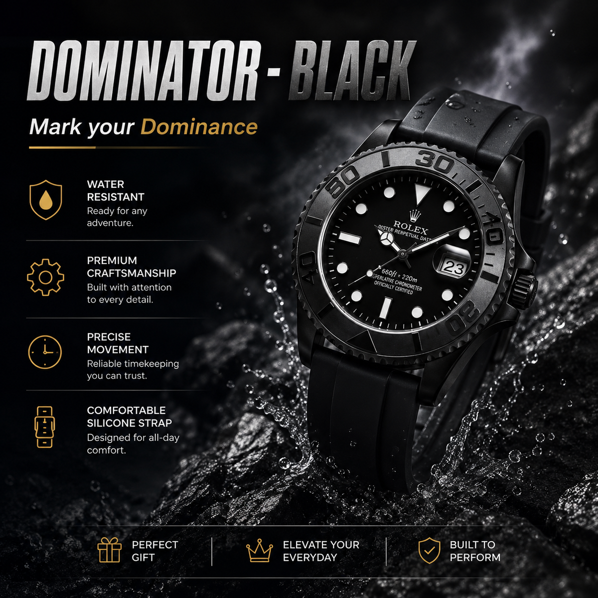 DOMINATOR - BLACK RLX Watch  | WRISTIC